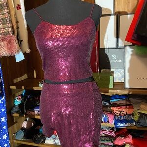 Sequin wine short set